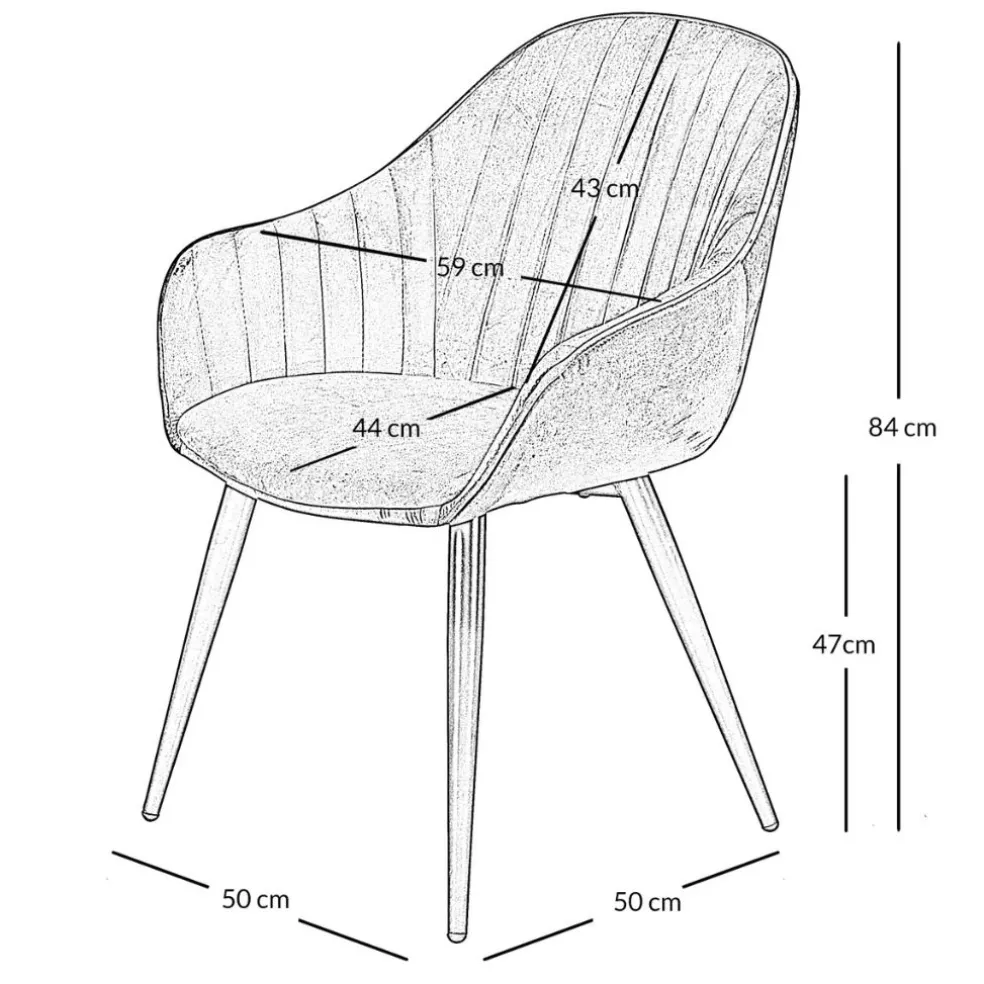Fauteuil de salle à manger en velours côtelé bleu - Ben