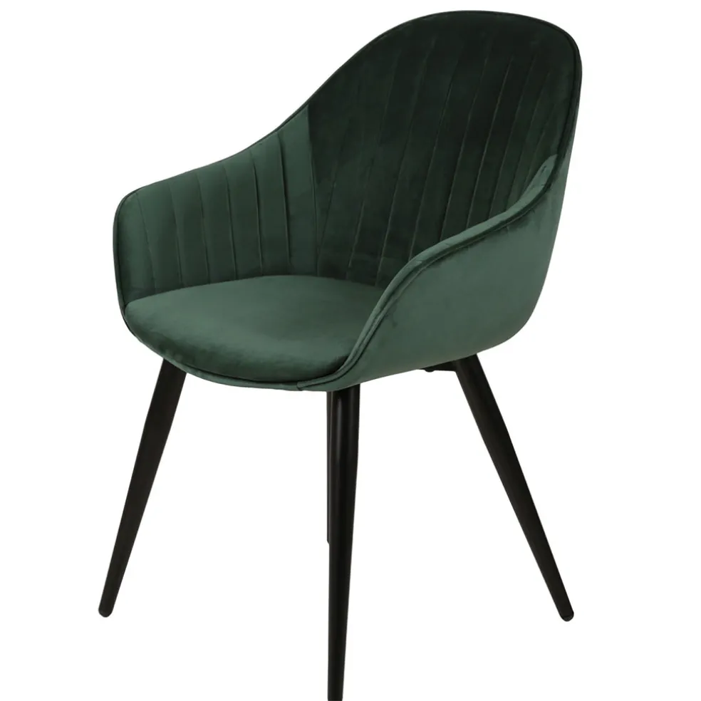 Fauteuil de salle à manger en velours vert - Ben