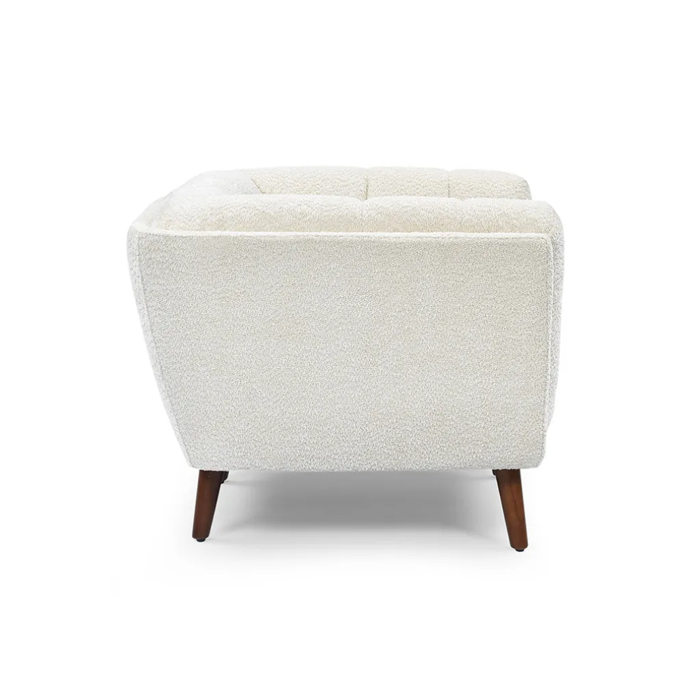 Fauteuil de salon en tissu effet bouclette écru - Beryl