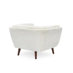Fauteuil de salon en tissu effet bouclette écru - Beryl