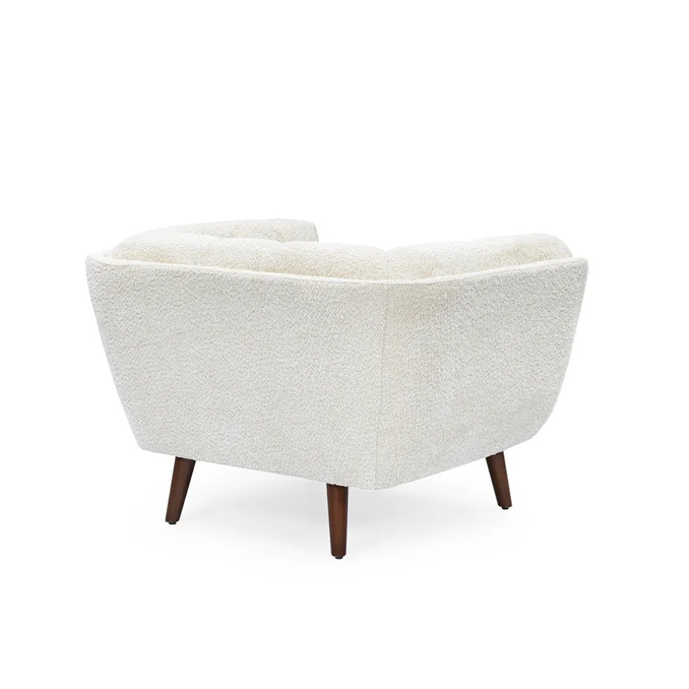 Fauteuil de salon en tissu effet bouclette écru - Beryl