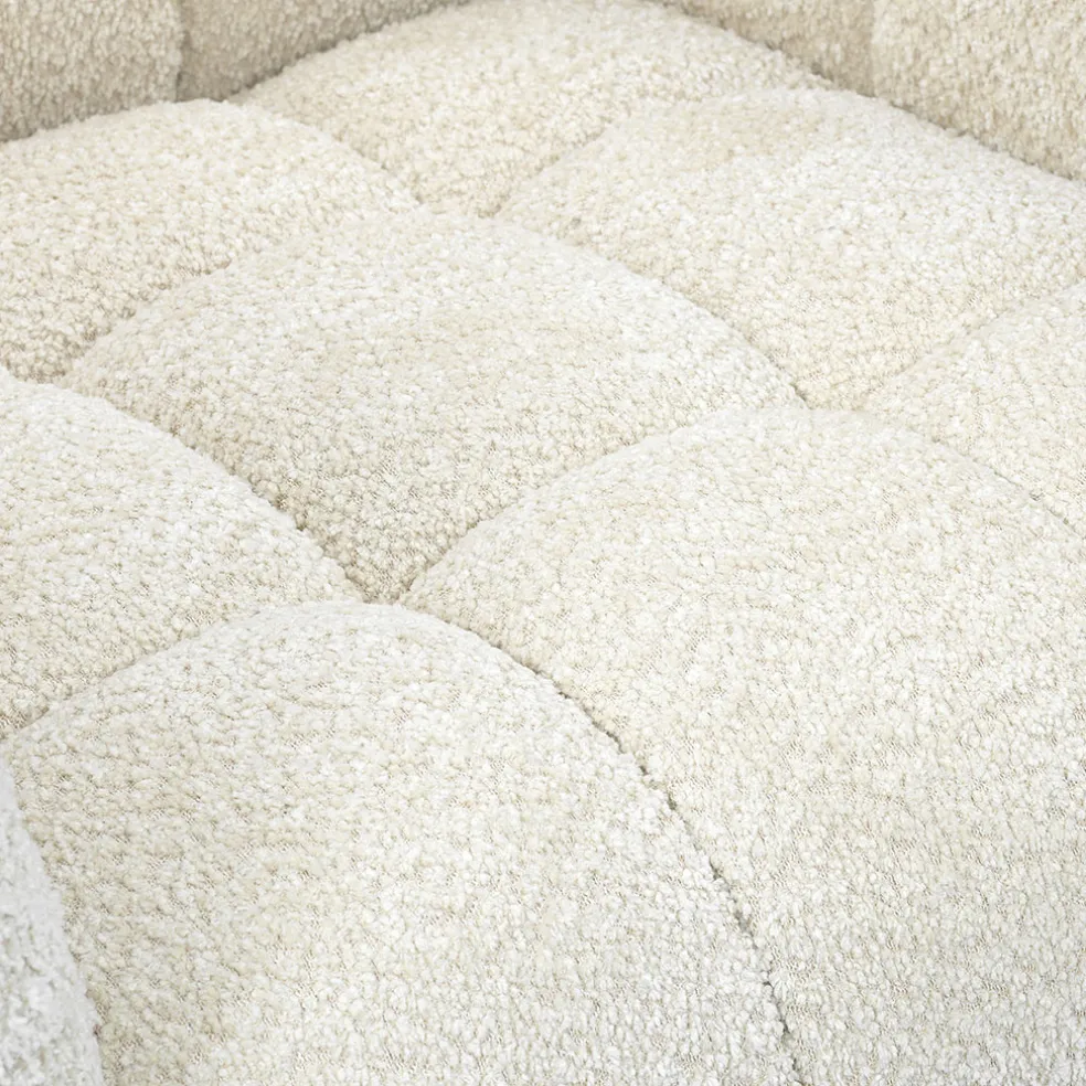 Fauteuil de salon en tissu effet bouclette écru - Beryl