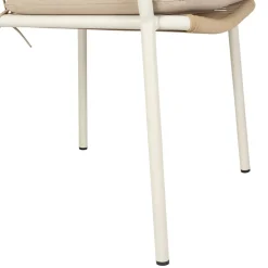 Fauteuil d'extérieur avec coussin en tissu beige et blanc - Ajay