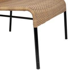 Fauteuil d'extérieur en acier et effet cannage naturel - Malaya
