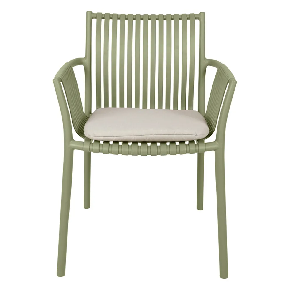 Fauteuil d'extérieur kaki avec coussin en tissu - Lumi