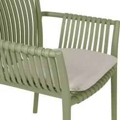 Fauteuil d'extérieur kaki avec coussin en tissu - Lumi