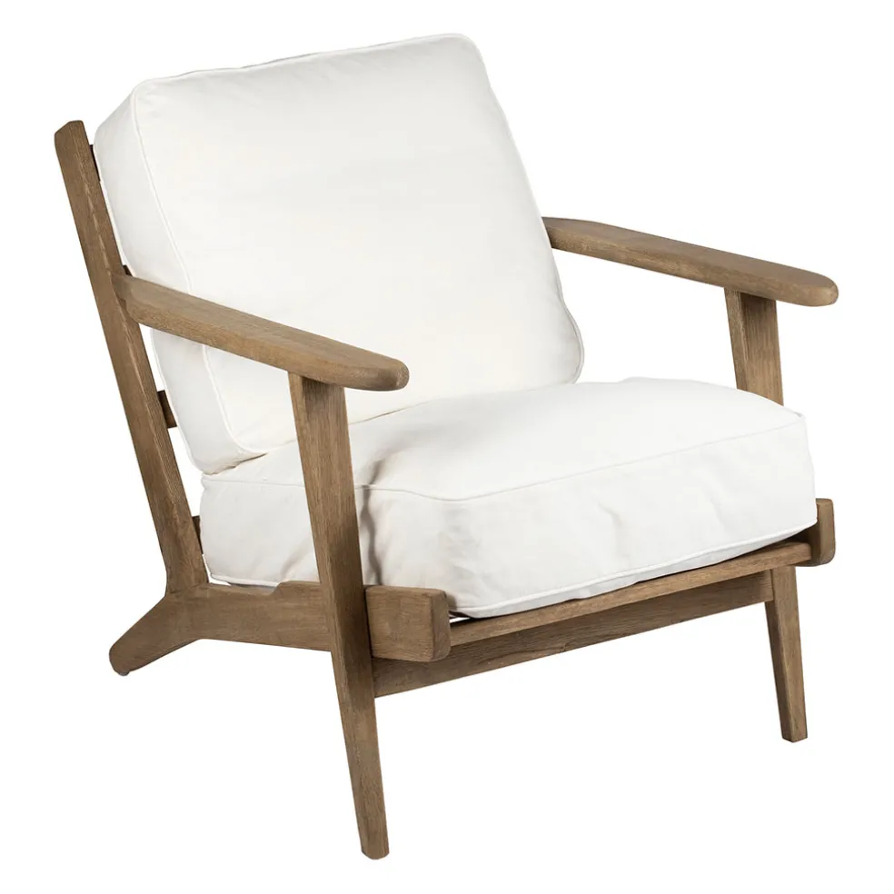 Fauteuil en coton blanc et chêne - Laureli