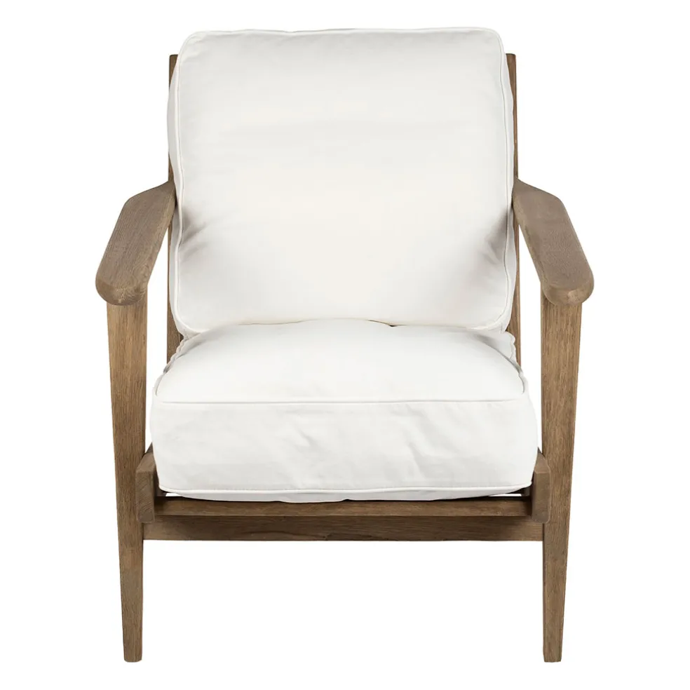 Fauteuil en coton blanc et chêne - Laureli