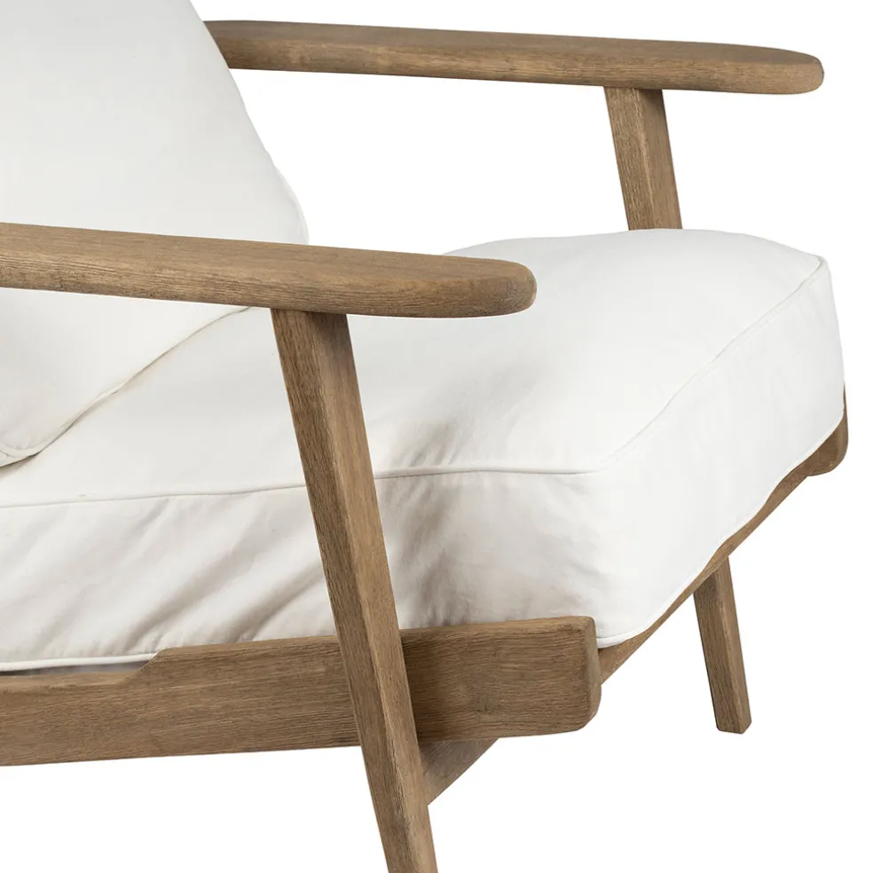 Fauteuil en coton blanc et chêne - Laureli