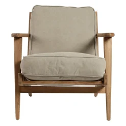 Fauteuil en coton gris et chêne - Laureli