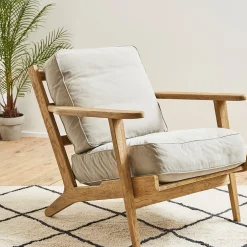 Fauteuil en coton gris et chêne - Laureli