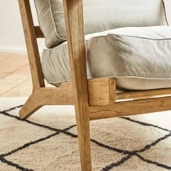 Fauteuil en coton gris et chêne - Laureli