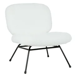 Fauteuil en tissu bouclette blanc et fer noir - Ethior