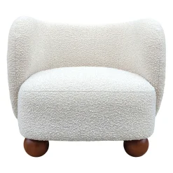 Fauteuil en tissu bouclette écru - Sixties