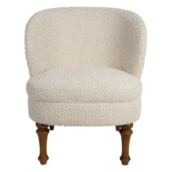 Fauteuil en tissu bouclette et hévéa écru - Claudine