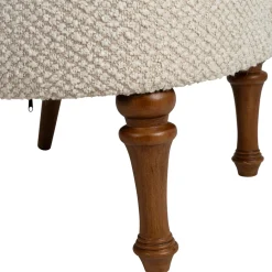 Fauteuil en tissu bouclette et hévéa écru - Claudine