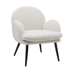 Fauteuil en tissu effet laine bouclette blanc - oria