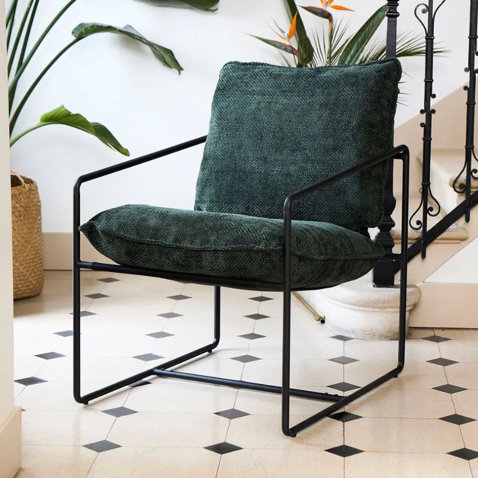 Fauteuil en tissu et fer émeraude - Elément