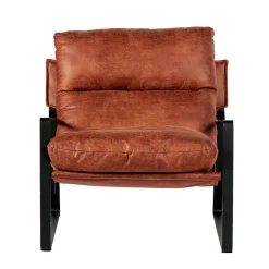 Fauteuil en tissu imitation cuir havane - Torsten