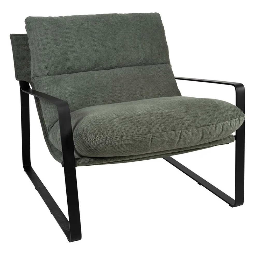 Fauteuil en tissu kaki et fer noir - Torsten
