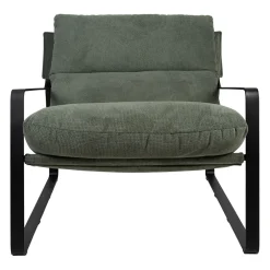 Fauteuil en tissu kaki et fer noir - Torsten