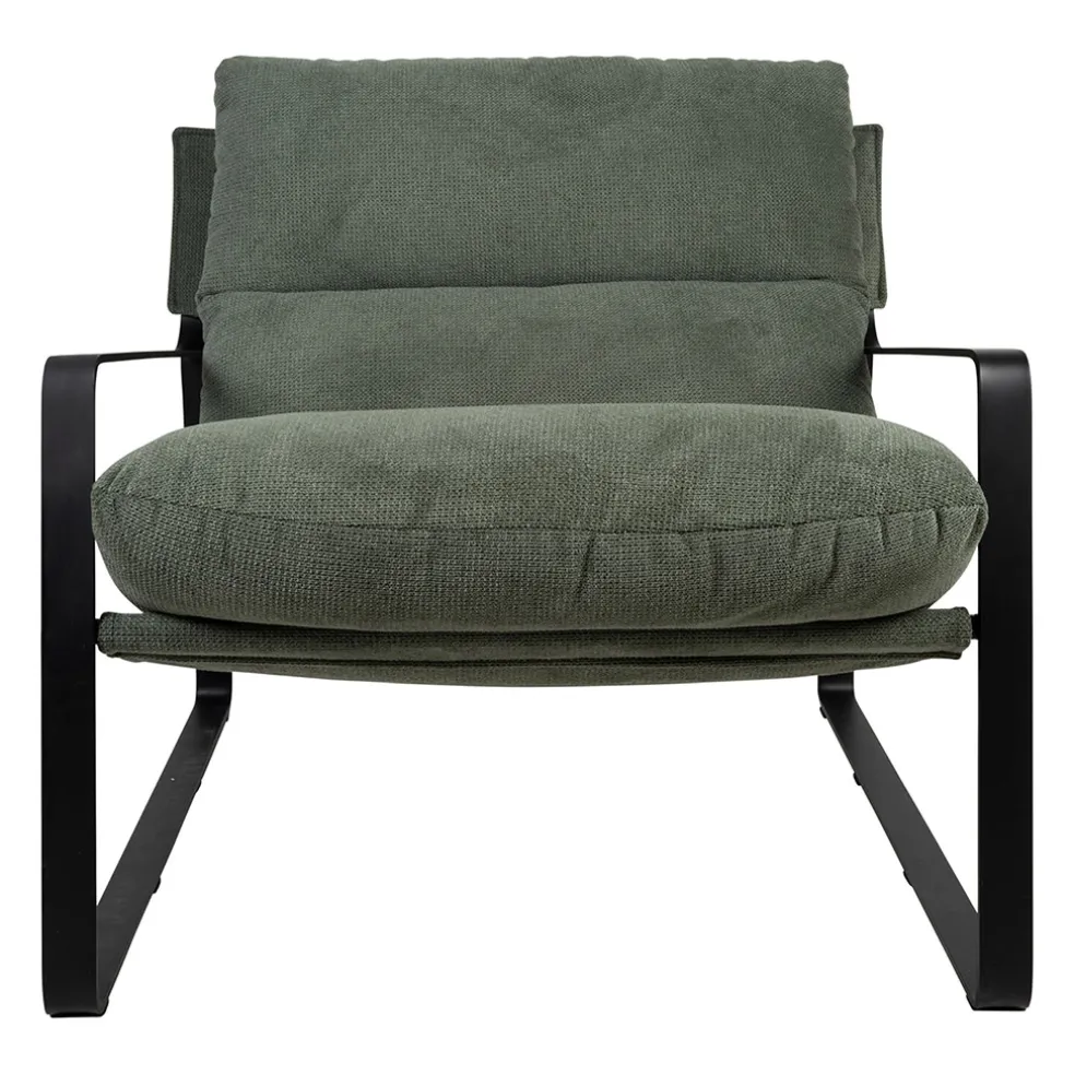 Fauteuil en tissu kaki et fer noir - Torsten
