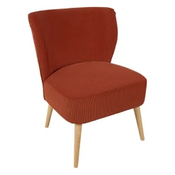 Fauteuil en velours côtelé terracotta - Eleonor