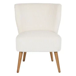 Fauteuil en velours côtelé écru - Eleonor