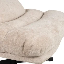 Fauteuil et repose pied en tissu beige et fer noir - Lery