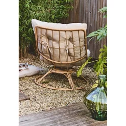 Fauteuil extérieur en métal beige - Petra