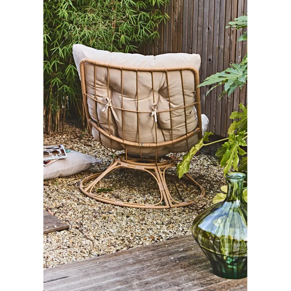 Fauteuil extérieur en métal beige - Petra