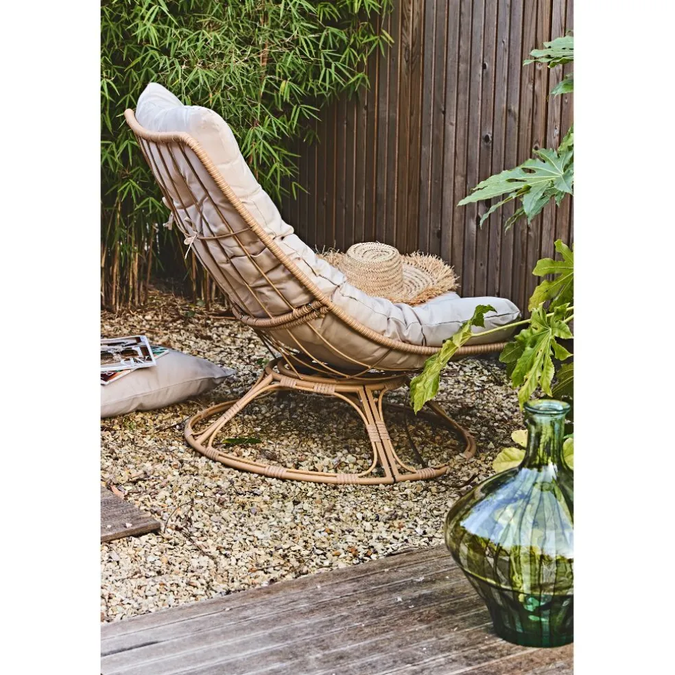 Fauteuil extérieur en métal beige - Petra