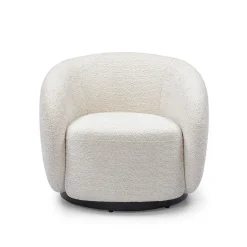 Fauteuil pivotant en tissu effet bouclette beige - Assa