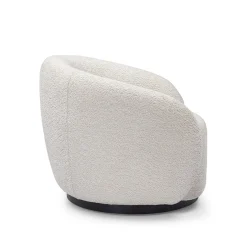 Fauteuil pivotant en tissu effet bouclette beige - Assa