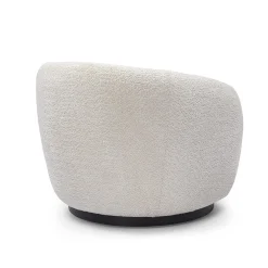 Fauteuil pivotant en tissu effet bouclette beige - Assa
