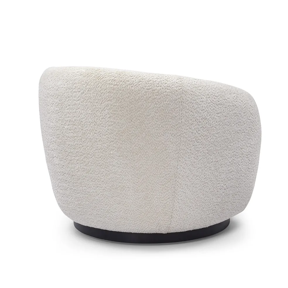 Fauteuil pivotant en tissu effet bouclette beige - Assa