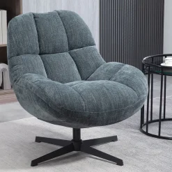Fauteuil pivotant en tissu bleu - Molto