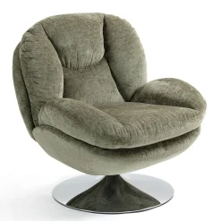 Fauteuil pivotant en velours kaki - Topi