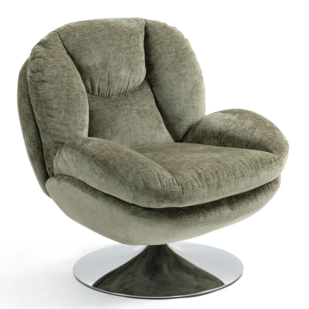 Fauteuil pivotant en velours kaki - Topi