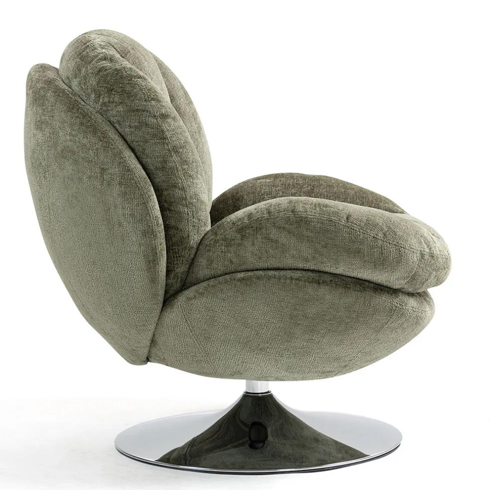 Fauteuil pivotant en velours kaki - Topi