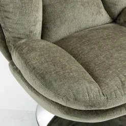 Fauteuil pivotant en velours kaki - Topi