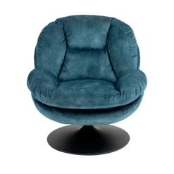 Fauteuil pivotant en velours bleu gris - Topi