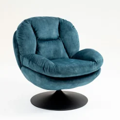Fauteuil pivotant en velours bleu gris - Topi