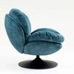 Fauteuil pivotant en velours bleu gris - Topi