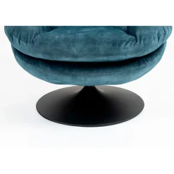 Fauteuil pivotant en velours bleu gris - Topi
