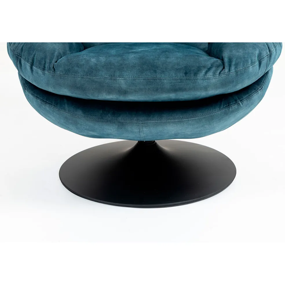 Fauteuil pivotant en velours bleu gris - Topi