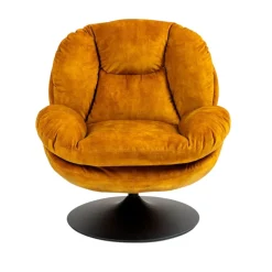 Fauteuil pivotant en velours ocre - Topi