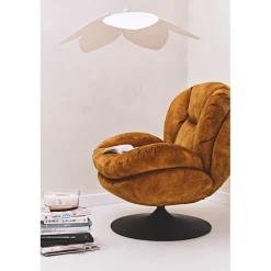 Fauteuil pivotant en velours ocre - Topi