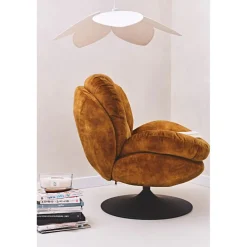 Fauteuil pivotant en velours ocre - Topi
