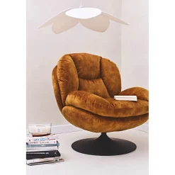 Fauteuil pivotant en velours ocre - Topi